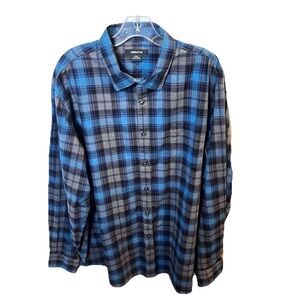 Claiborne Men's Long Sleeve Plaid Cotton Shirt Rust Navy Teal Size XXL